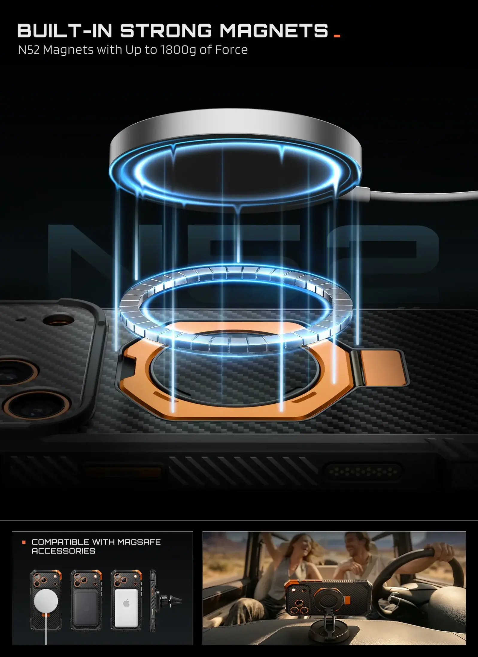SUPCASE UB Grip iPhone 18 Pro Max / 17 Pro Max Hoesje MagSafe Kickstand Carbon afbeelding 4