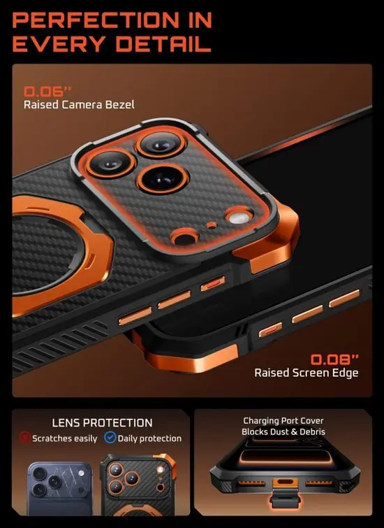 SUPCASE UB Grip Apple iPhone 18 Pro Max Hoesje MagSafe Kickstand Carbon afbeelding 2