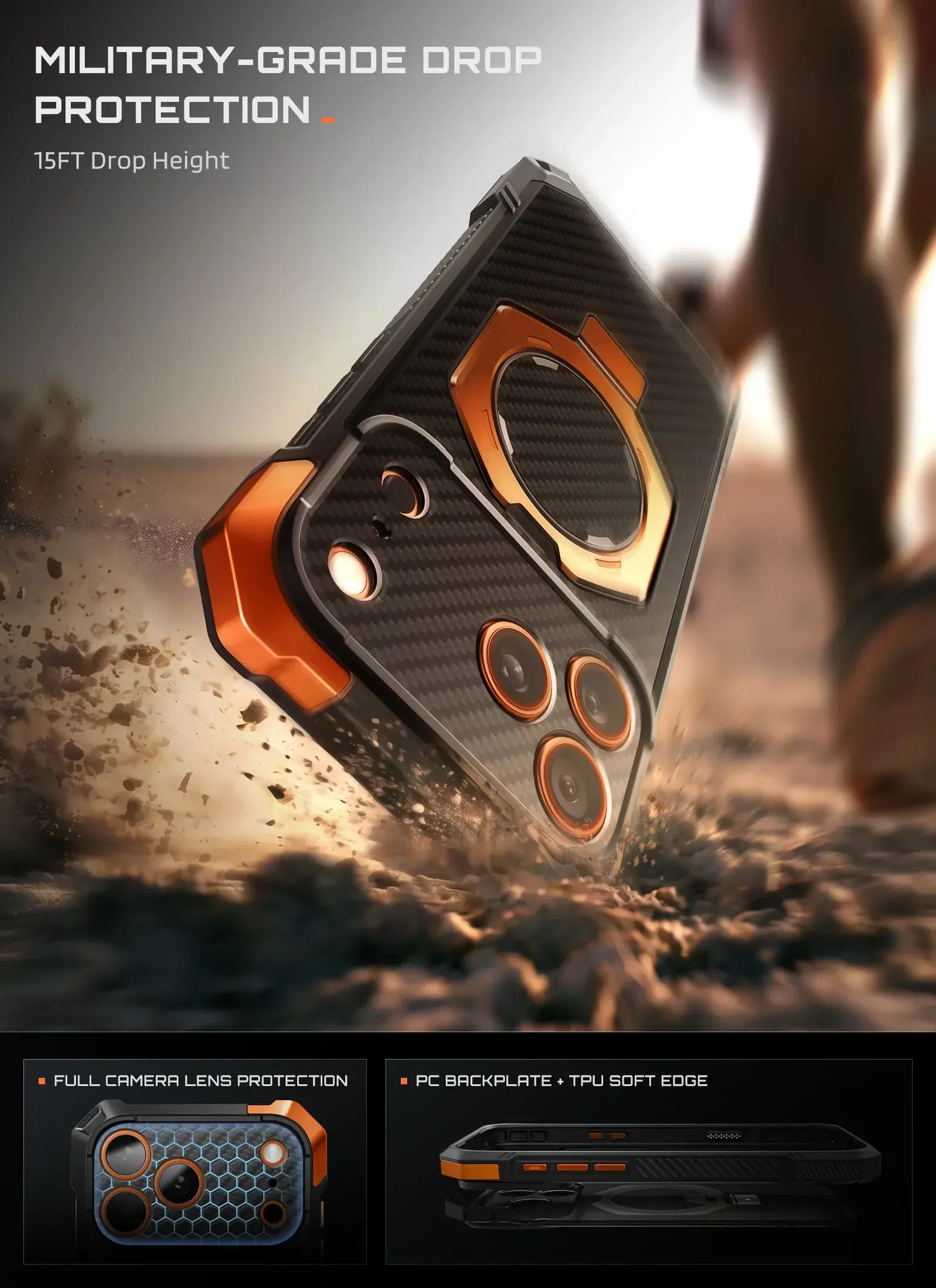 SUPCASE UB Grip iPhone 18 Pro Max / 17 Pro Max Hoesje MagSafe Kickstand Carbon afbeelding 2