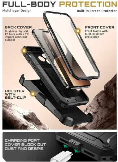 SUPCASE UB Pro Apple iPhone 18 Pro Max Hoesje Full Protect Kickstand Zwart afbeelding 3