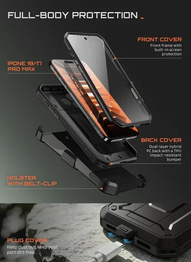SUPCASE UB Pro iPhone 18 Pro Max / 17 Pro Max Hoesje Full Protect Stand Zwart afbeelding 4