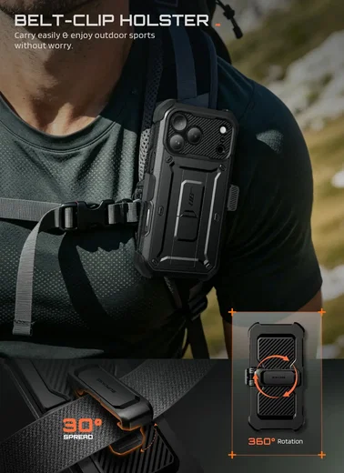 SUPCASE UB Pro iPhone 18 Pro Max / 17 Pro Max Hoesje Full Protect Stand Zwart afbeelding 6