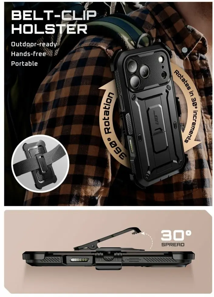 SUPCASE UB Pro Apple iPhone 18 Pro Max Hoesje Full Protect Kickstand Zwart afbeelding 4