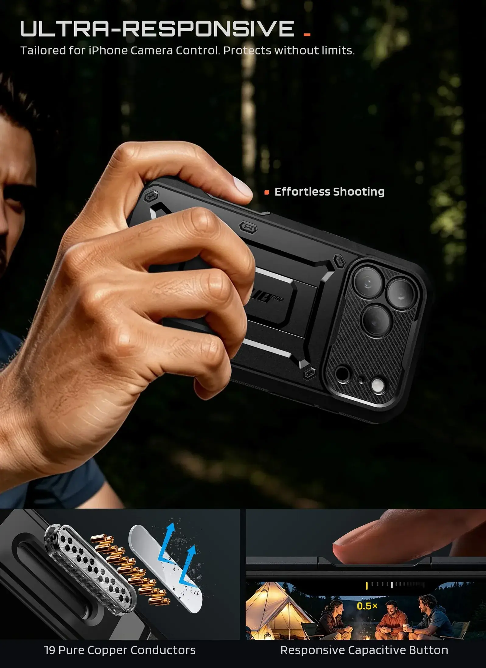 SUPCASE UB Pro iPhone 18 Pro Max / 17 Pro Max Hoesje Full Protect Stand Zwart afbeelding 9