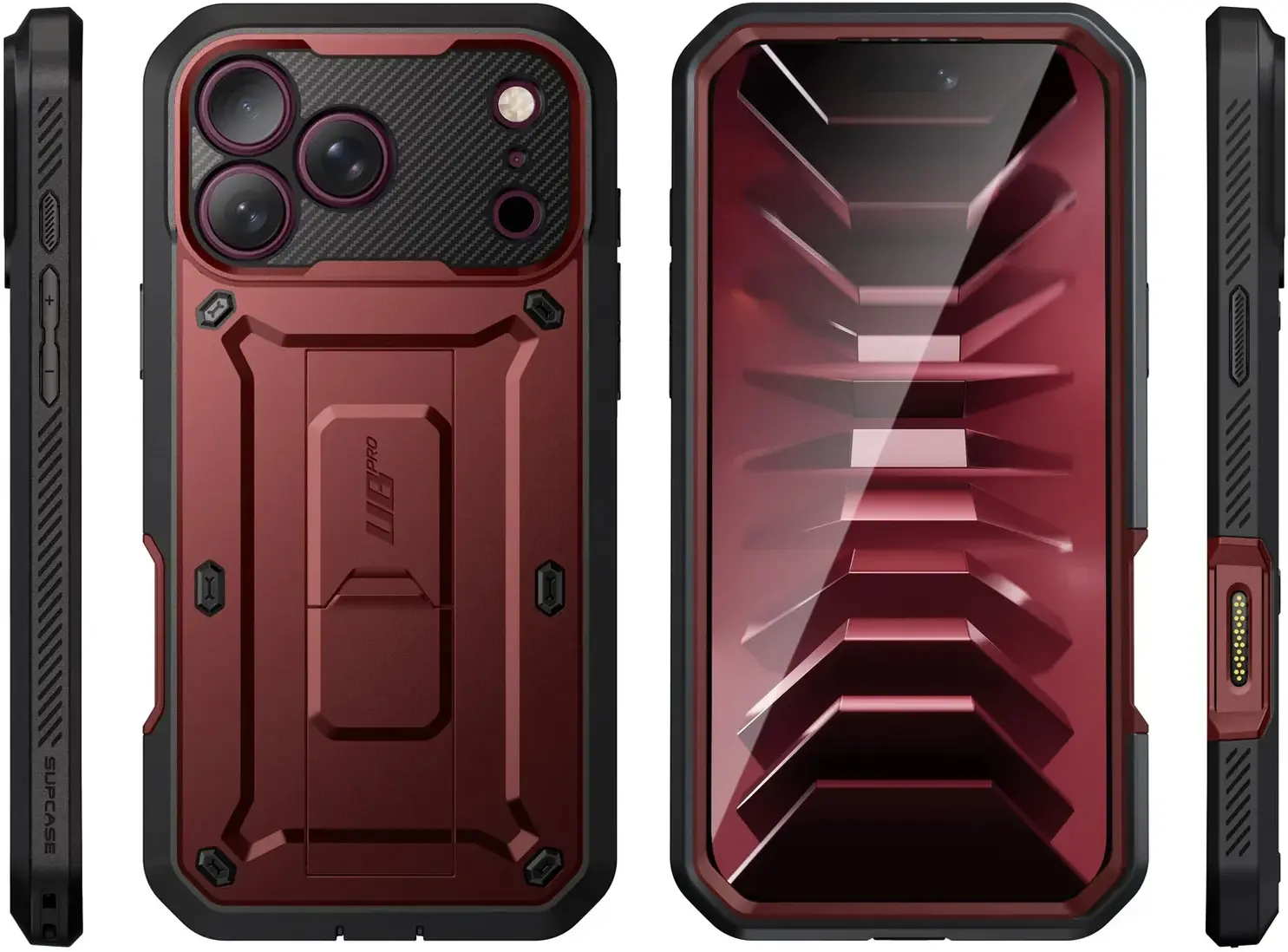 SUPCASE UB Pro iPhone 18 Pro Max / 17 Pro Max Hoesje Full Protect Stand Burgundy afbeelding 10