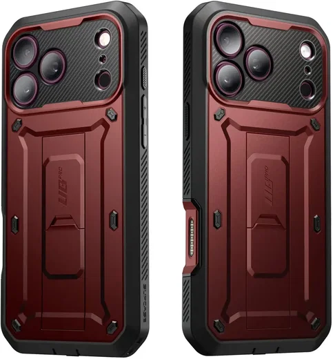 SUPCASE UB Pro iPhone 18 Pro Max / 17 Pro Max Hoesje Full Protect Stand Burgundy afbeelding 11