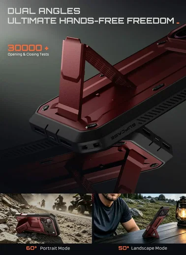 SUPCASE UB Pro iPhone 18 Pro Max / 17 Pro Max Hoesje Full Protect Stand Burgundy afbeelding 8