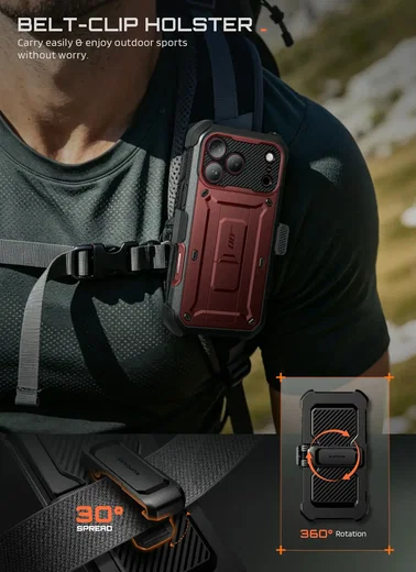 SUPCASE UB Pro iPhone 18 Pro Max / 17 Pro Max Hoesje Full Protect Stand Burgundy afbeelding 6