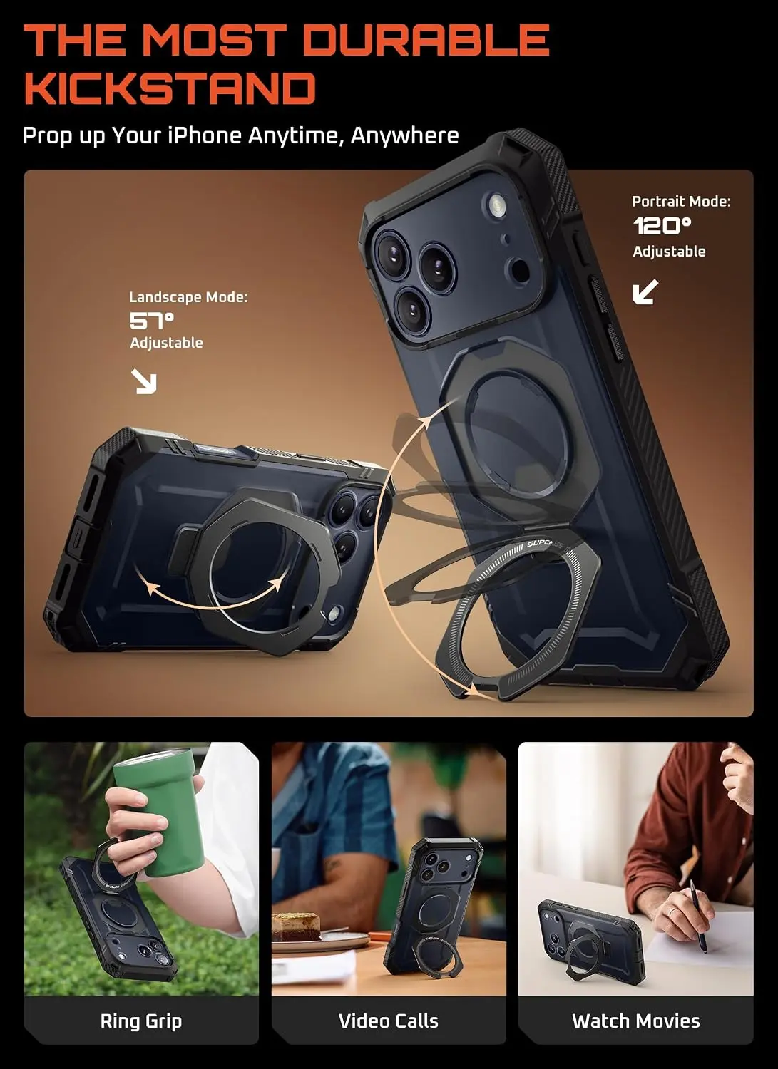 SUPCASE UB Grip Apple iPhone 18 Pro Max Hoesje MagSafe Full Protect Zwart afbeelding 3
