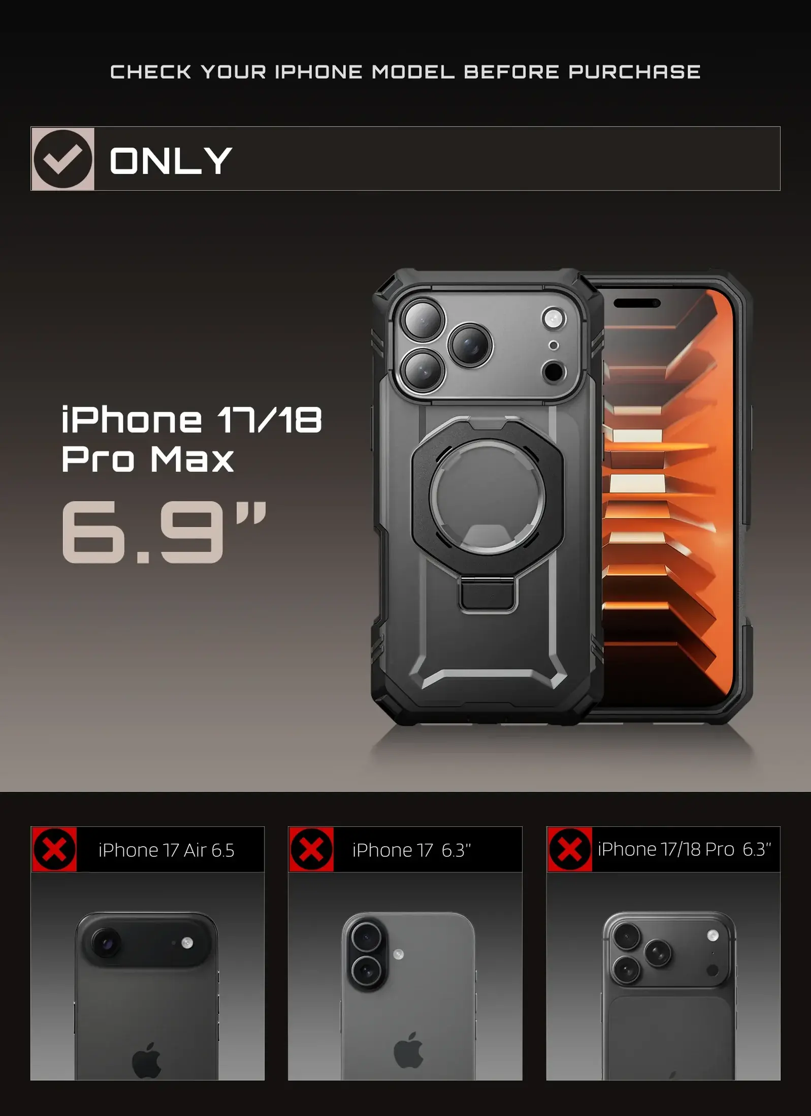 SUPCASE UB Grip Pro iPhone 18 Pro Max / 17 Pro Max Hoesje Full Protect Zwart afbeelding 5