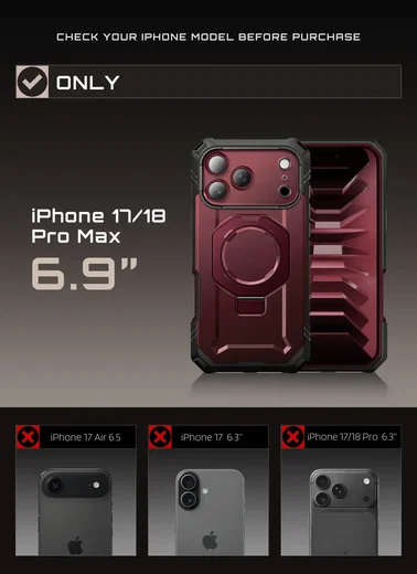 SUPCASE UB Grip Pro iPhone 18 Pro Max / 17 Pro Max Hoesje Full Protect Burgundy afbeelding 5