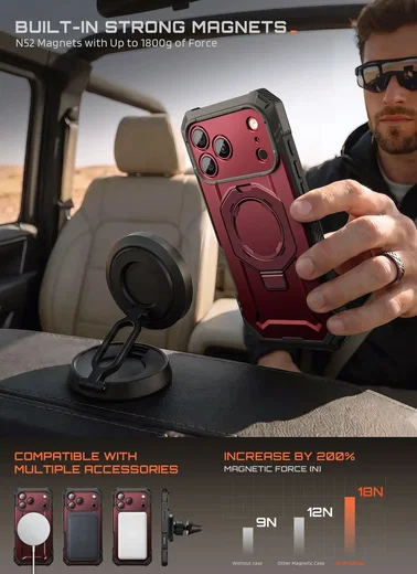 SUPCASE UB Grip Pro iPhone 18 Pro Max / 17 Pro Max Hoesje Full Protect Burgundy afbeelding 6