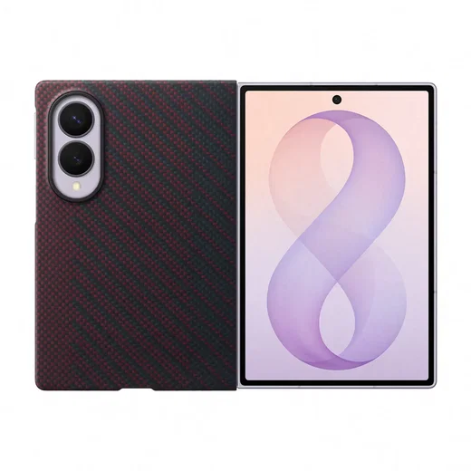 Origineel Samsung Galaxy Z Fold 8 Hoesje Carbon Magnet Back Cover Rood afbeelding 1