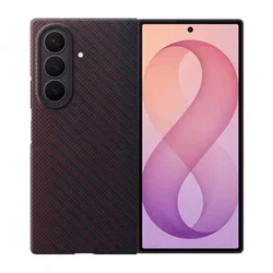 Origineel Samsung Galaxy Z Fold 8 Ultra Hoesje Carbon Magnet Back Cover Rood afbeelding