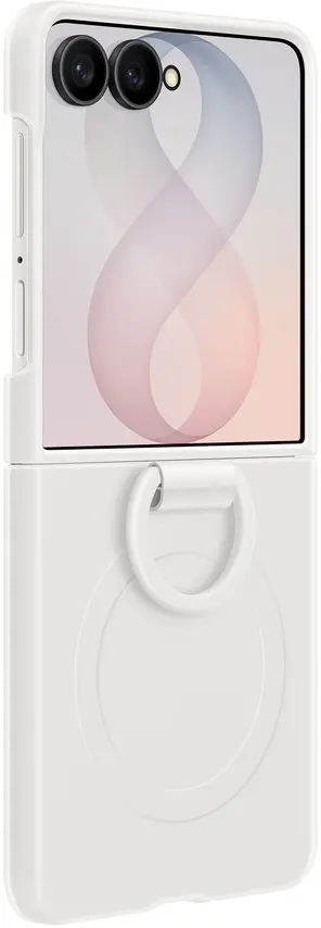 Origineel Samsung Galaxy Z Flip 8 Hoesje Magnetic Ring Case Siliconen Wit afbeelding 4