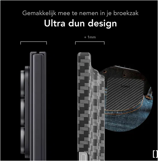 NEKIT Fiber Samsung Galaxy Z Fold 8 Ultra Hoesje MagSafe Kevlar Back Cover Zwart afbeelding 5
