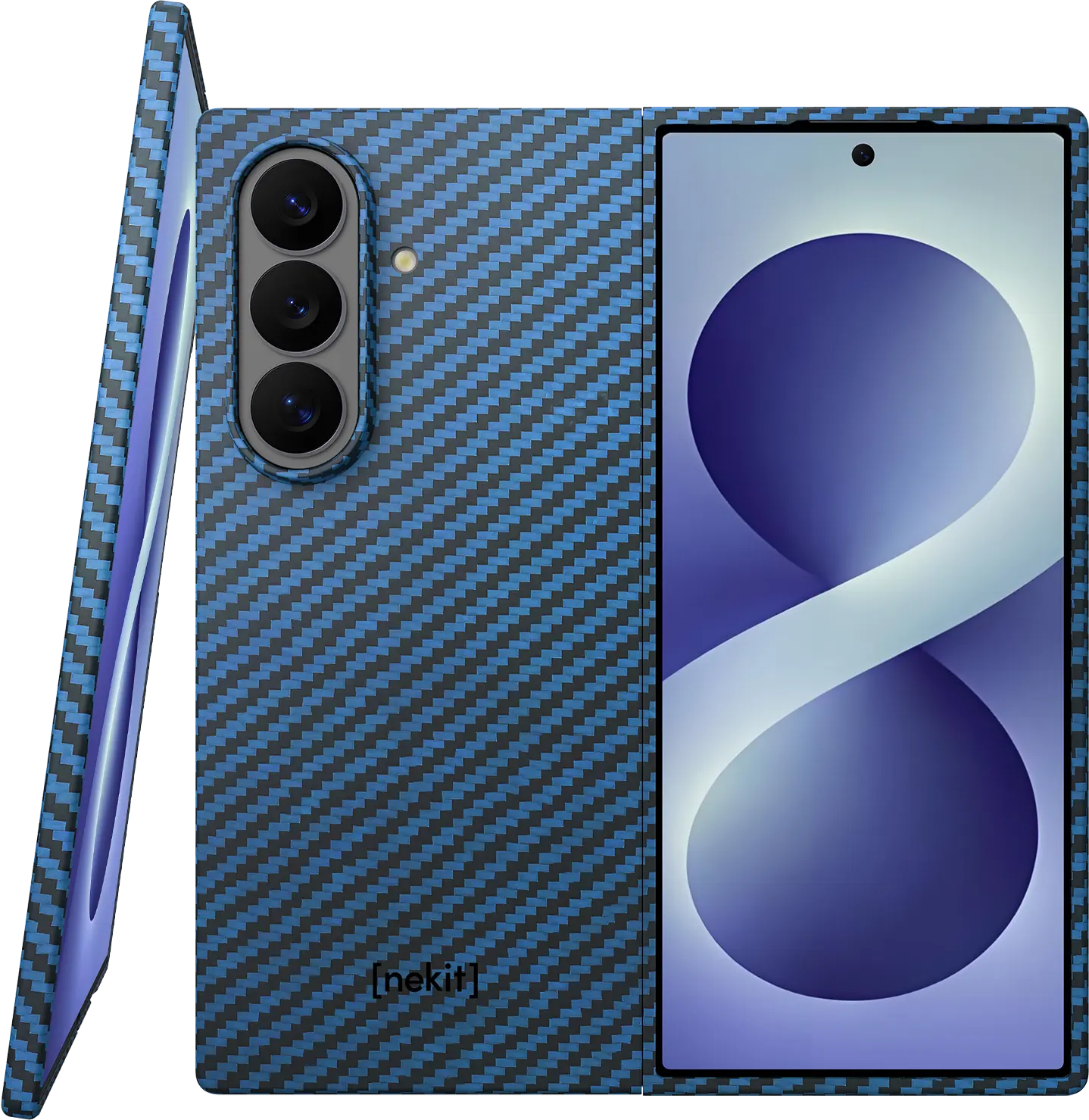 NEKIT Fiber Samsung Galaxy Z Fold 8 Ultra Hoesje MagSafe Kevlar Back Cover Blauw afbeelding 1