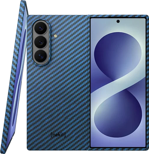 NEKIT Fiber Samsung Galaxy Z Fold 8 Ultra Hoesje MagSafe Kevlar Back Cover Blauw afbeelding 1