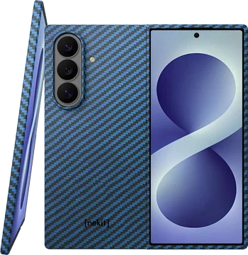 NEKIT Fiber Samsung Galaxy Z Fold 8 Ultra Hoesje MagSafe Kevlar Back Cover Blauw