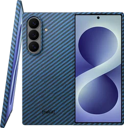 NEKIT Fiber Samsung Galaxy Z Fold 8 Ultra Hoesje MagSafe Kevlar Back Cover Blauw afbeelding