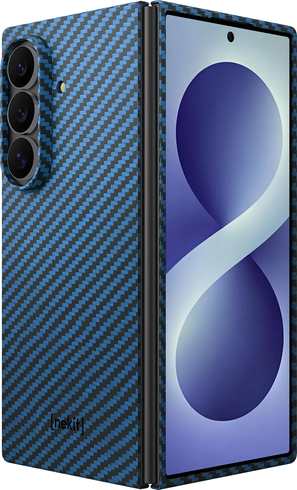 NEKIT Fiber Samsung Galaxy Z Fold 8 Ultra Hoesje MagSafe Kevlar Back Cover Blauw afbeelding 2