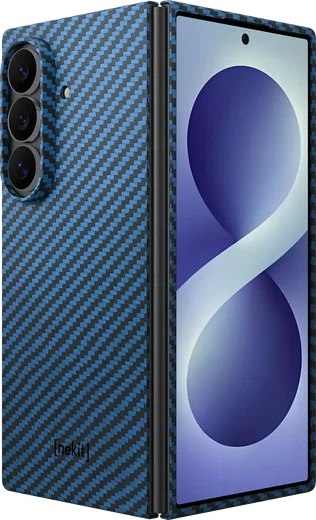 NEKIT Fiber Samsung Galaxy Z Fold 8 Ultra Hoesje MagSafe Kevlar Back Cover Blauw afbeelding 2