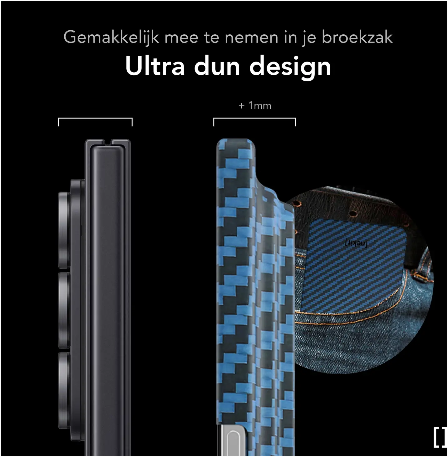 NEKIT Fiber Samsung Galaxy Z Fold 8 Ultra Hoesje MagSafe Kevlar Back Cover Blauw afbeelding 5