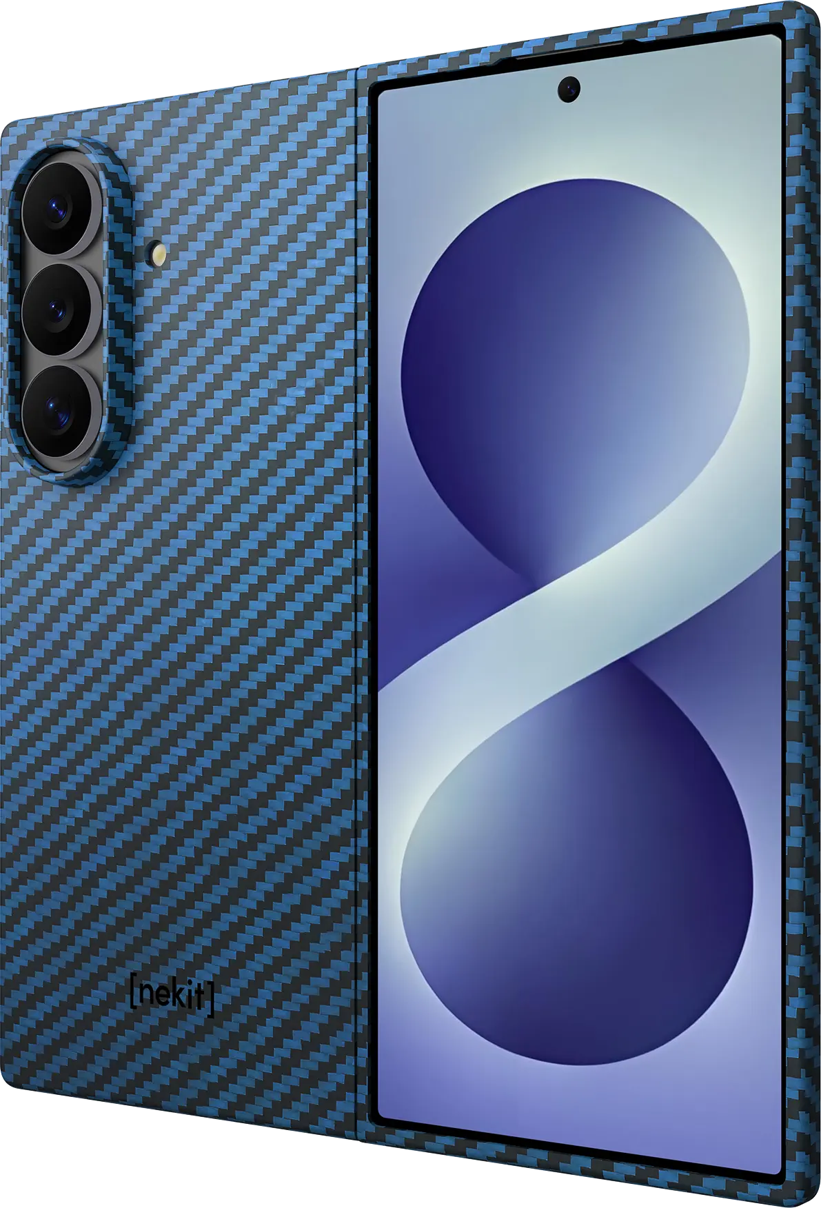 NEKIT Fiber Samsung Galaxy Z Fold 8 Ultra Hoesje MagSafe Kevlar Back Cover Blauw afbeelding 9