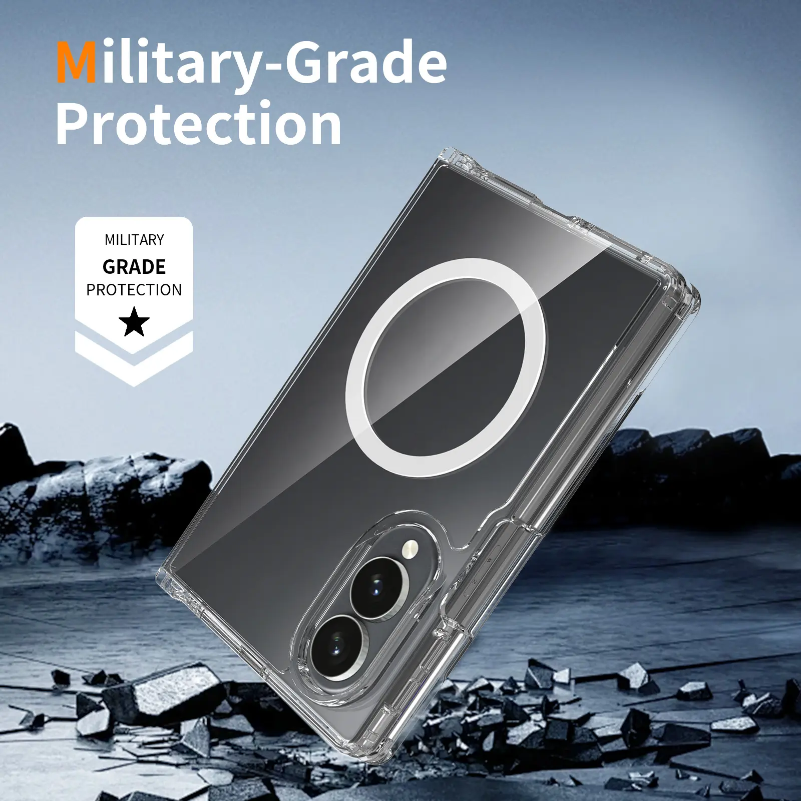 Samsung Galaxy Z Fold 8 Hoesje Hard Back Cover met MagSafe Transparant afbeelding 2