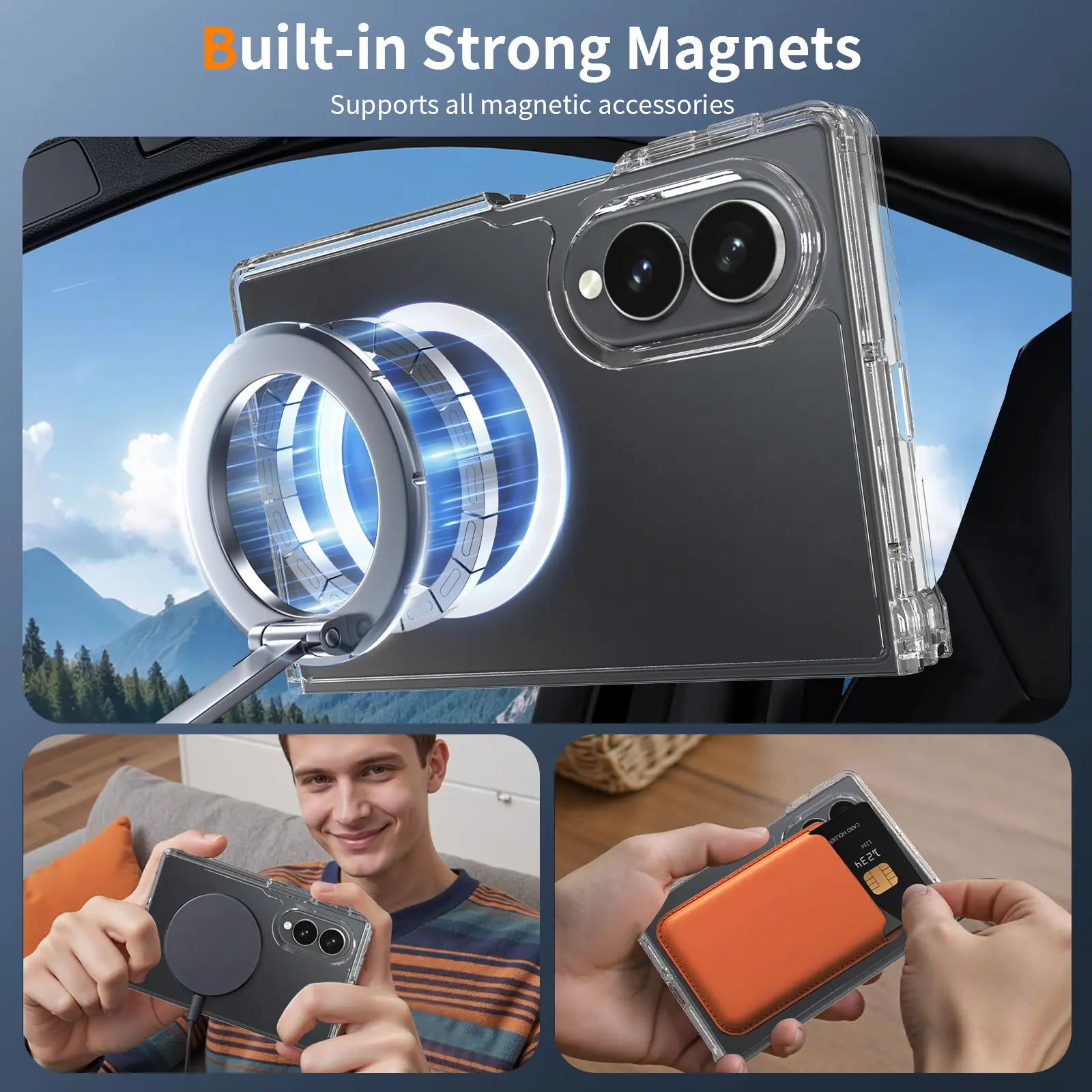 Samsung Galaxy Z Fold 8 Hoesje Hard Back Cover met MagSafe Transparant afbeelding 6