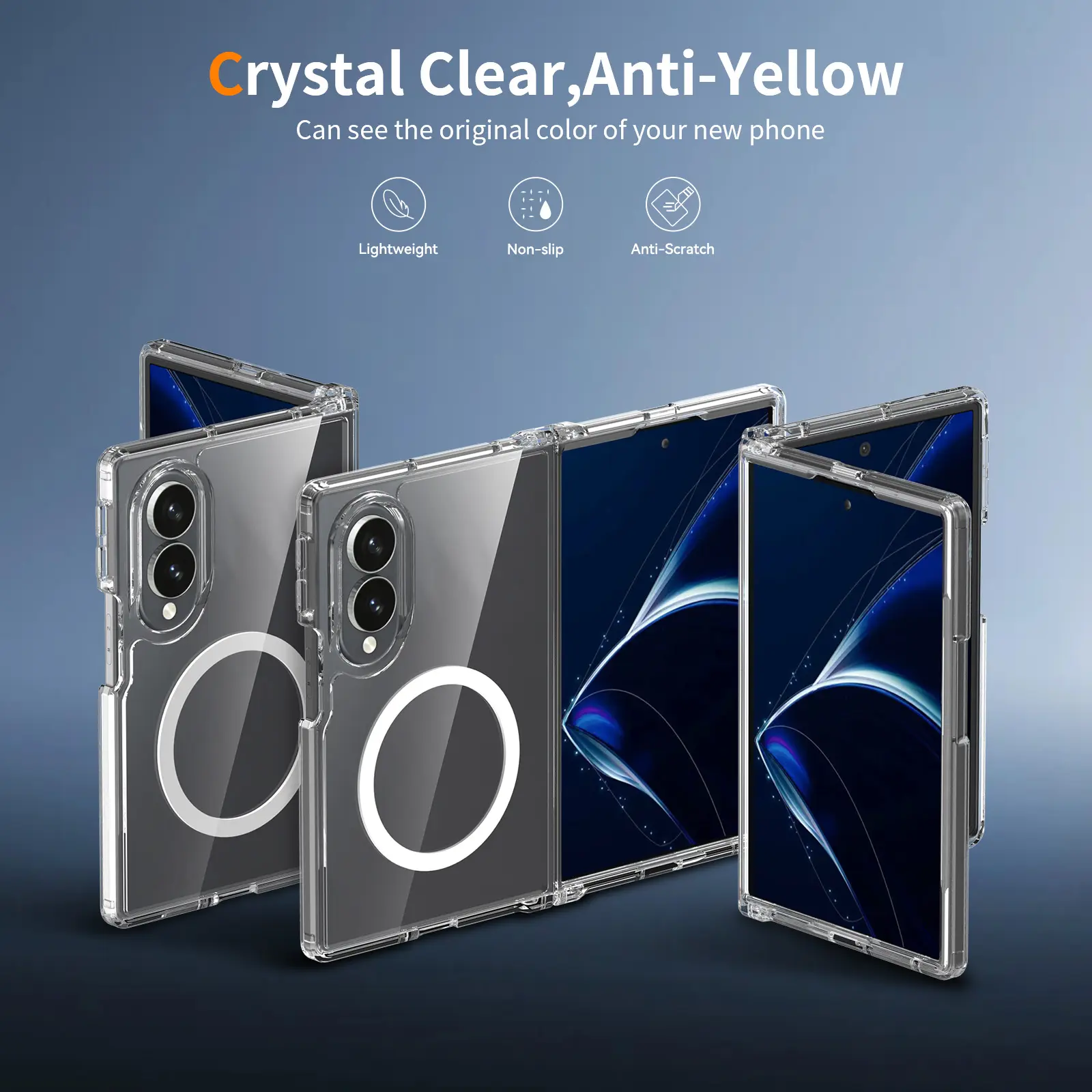 Samsung Galaxy Z Fold 8 Hoesje Hard Back Cover met MagSafe Transparant afbeelding 4