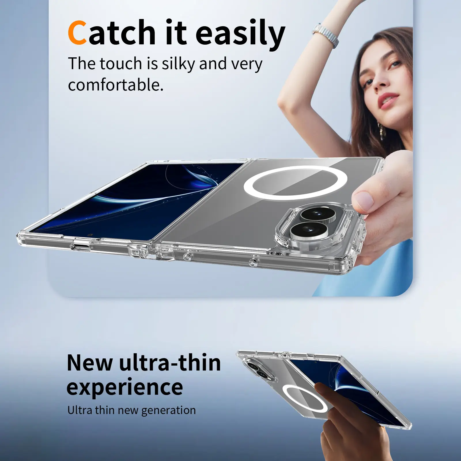 Samsung Galaxy Z Fold 8 Hoesje Hard Back Cover met MagSafe Transparant afbeelding 9