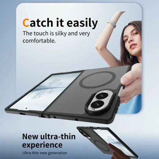 Samsung Galaxy Z Fold 8 Hybrid Hoesje met MagSafe Back Cover Matte Zwart afbeelding 2