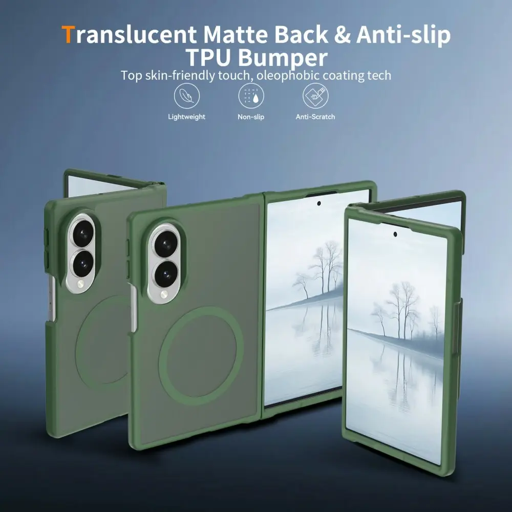 Samsung Galaxy Z Fold 8 Hybrid Hoesje met MagSafe Back Cover Matte Groen afbeelding 2