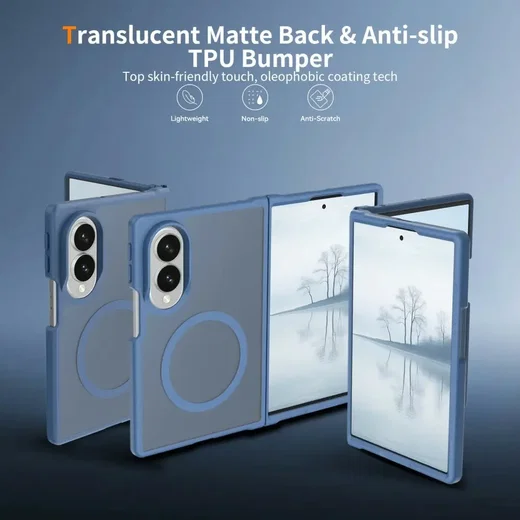 Samsung Galaxy Z Fold 8 Hybrid Hoesje met MagSafe Back Cover Matte Blauw afbeelding 2
