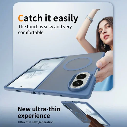 Samsung Galaxy Z Fold 8 Hybrid Hoesje met MagSafe Back Cover Matte Blauw afbeelding 5