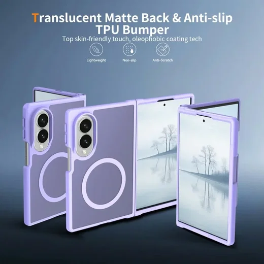 Samsung Galaxy Z Fold 8 Hybrid Hoesje met MagSafe Back Cover Matte Paars afbeelding 2
