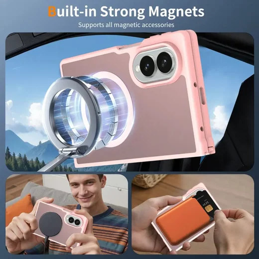 Samsung Galaxy Z Fold 8 Hybrid Hoesje met MagSafe Back Cover Matte Roze afbeelding 5