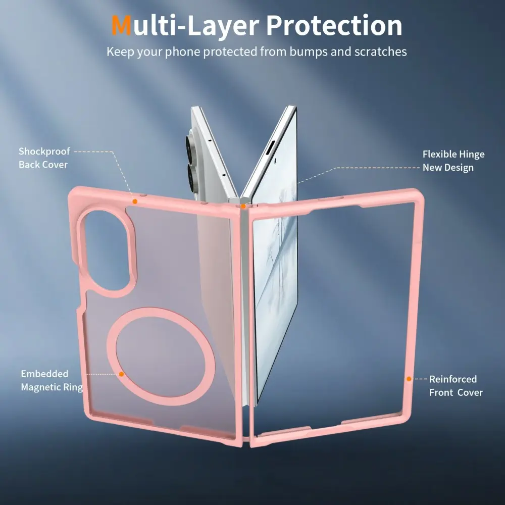 Samsung Galaxy Z Fold 8 Hybrid Hoesje met MagSafe Back Cover Matte Roze afbeelding 7