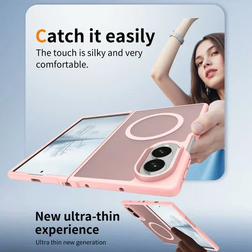 Samsung Galaxy Z Fold 8 Hybrid Hoesje met MagSafe Back Cover Matte Roze afbeelding 4