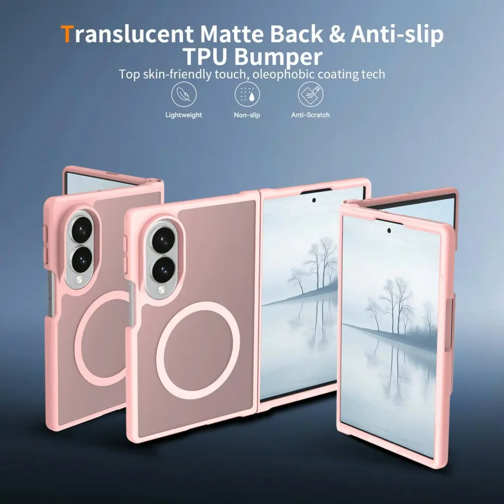 Samsung Galaxy Z Fold 8 Hybrid Hoesje met MagSafe Back Cover Matte Roze afbeelding 2