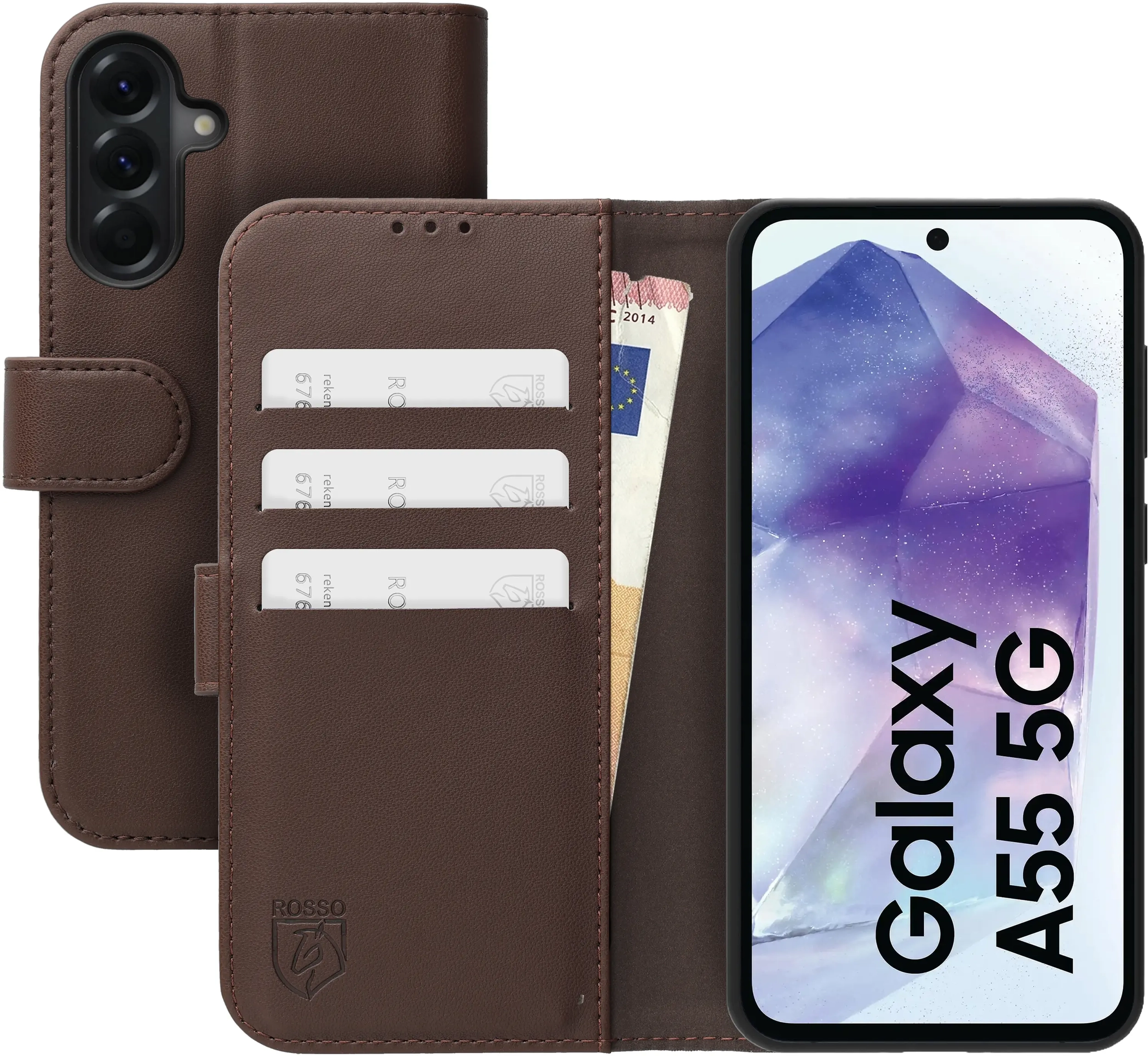 Rosso Element Modern Samsung Galaxy A55 Hoesje Book Case Wallet Bruin afbeelding 1