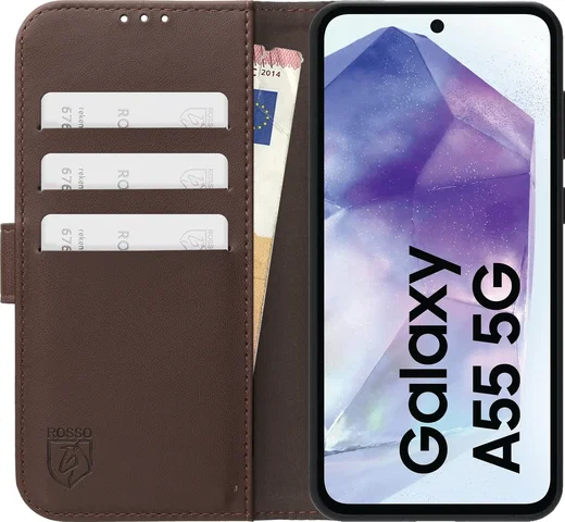 Rosso Element Modern Samsung Galaxy A55 Hoesje Book Case Wallet Bruin afbeelding 3