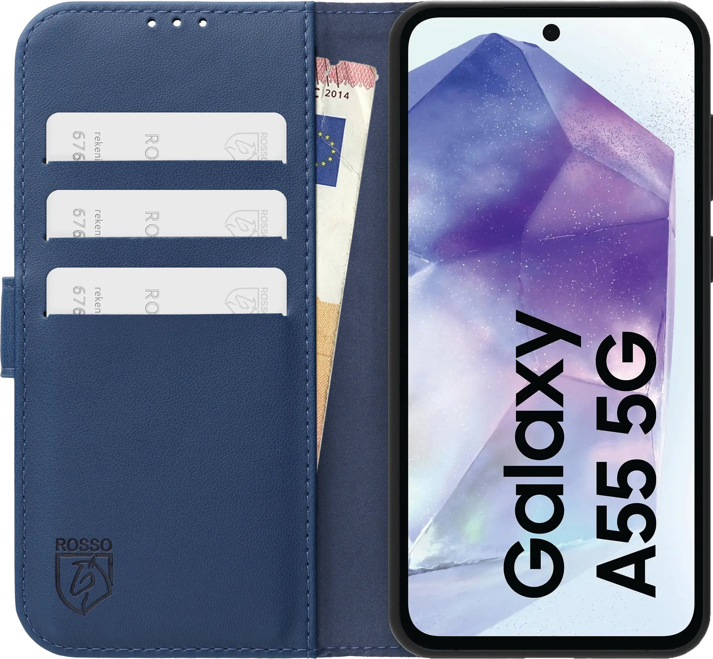 Rosso Element Modern Samsung Galaxy A55 Hoesje Book Case Wallet Blauw afbeelding 3