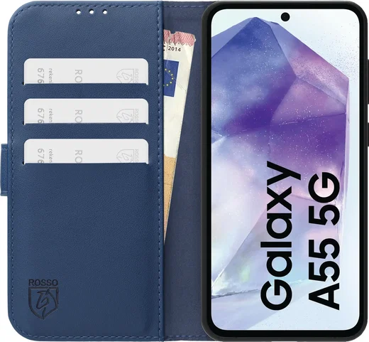 Rosso Element Modern Samsung Galaxy A55 Hoesje Book Case Wallet Blauw afbeelding 3