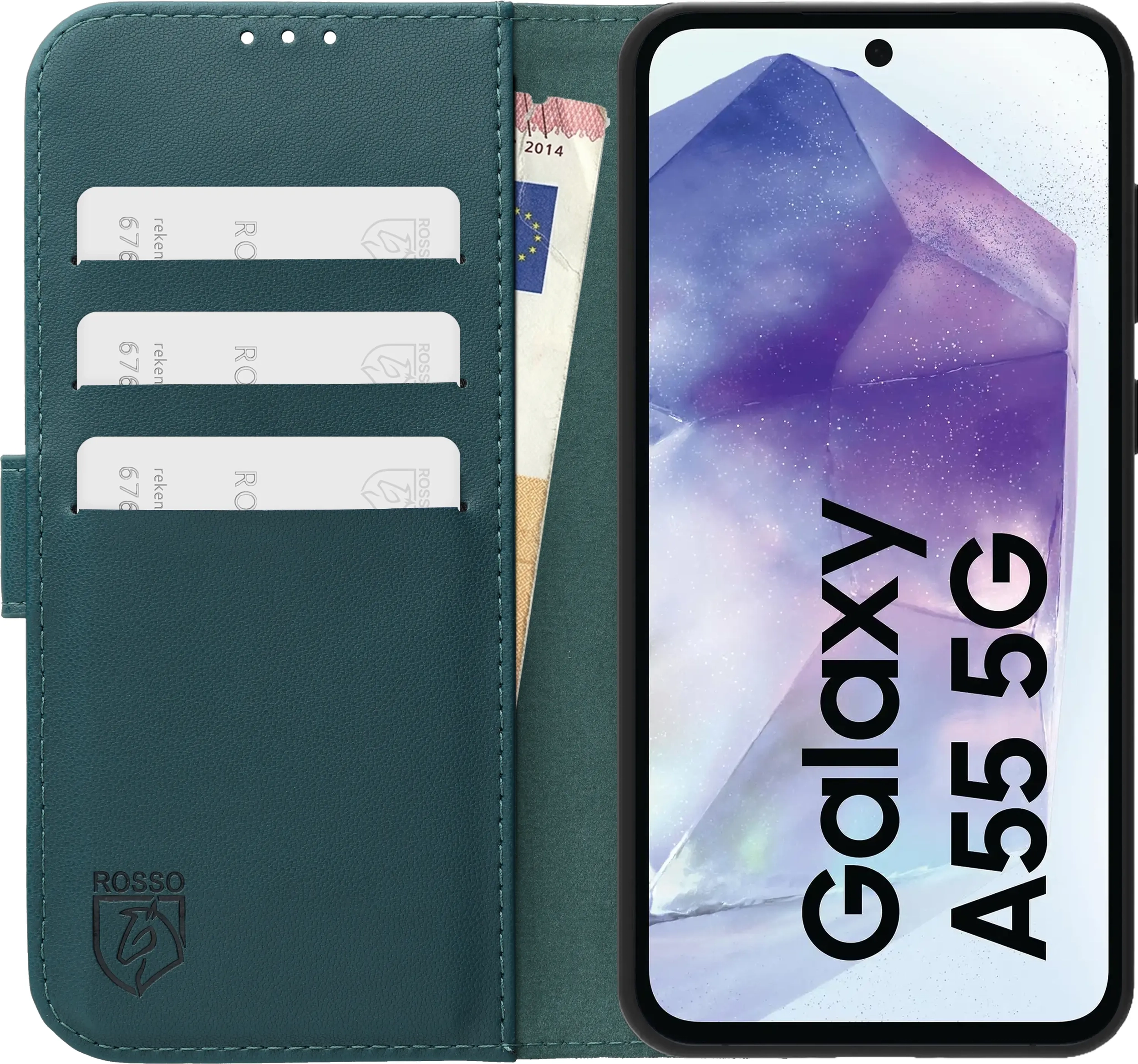 Rosso Element Modern Samsung Galaxy A55 Hoesje Book Case Wallet Groen afbeelding 3