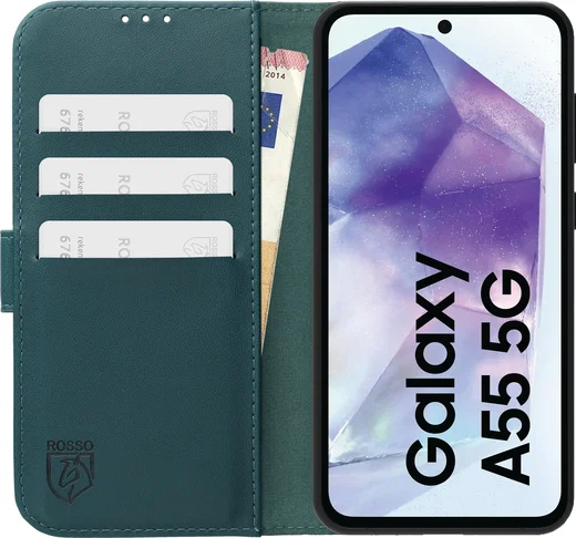 Rosso Element Modern Samsung Galaxy A55 Hoesje Book Case Wallet Groen afbeelding 3