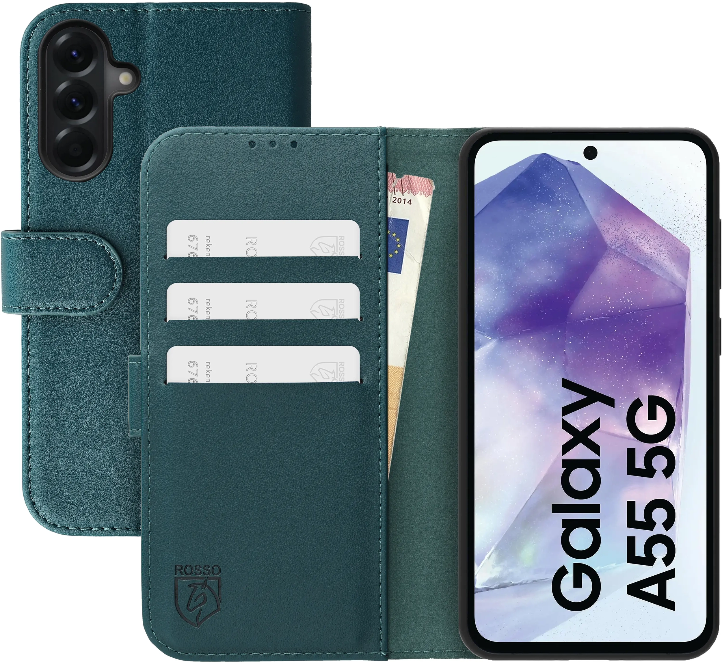 Rosso Element Modern Samsung Galaxy A55 Hoesje Book Case Wallet Groen afbeelding 1