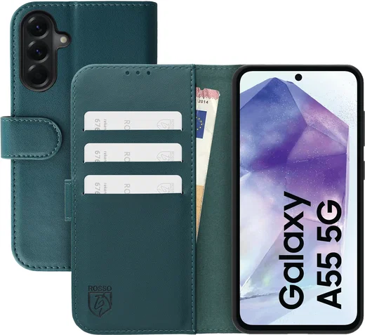 Rosso Element Modern Samsung Galaxy A55 Hoesje Book Case Wallet Groen afbeelding 1