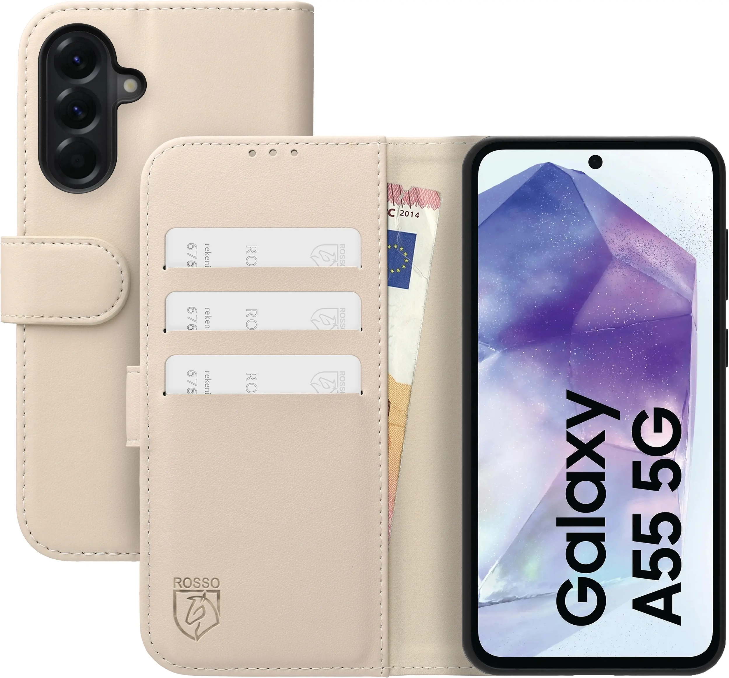 Rosso Element Modern Samsung Galaxy A55 Hoesje Book Case Wallet Beige afbeelding 1